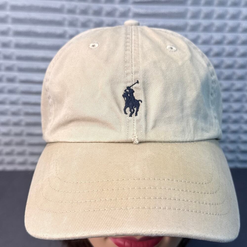 Polo Ralph Lauren Classic Chino Cap Beige Navy Pony Logo Dad Hat